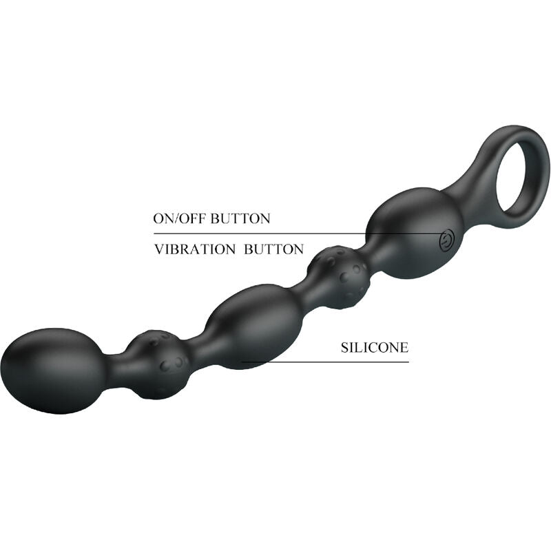Pretty Love – Chapelet Anal Vibrant Rechargeable en Silicone – Noir