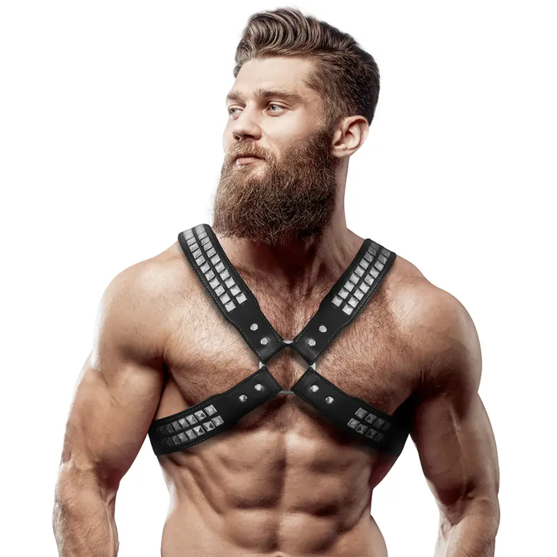 Harnais Poitrine Croisé avec Rivets Cuir Végétalien - Fetish