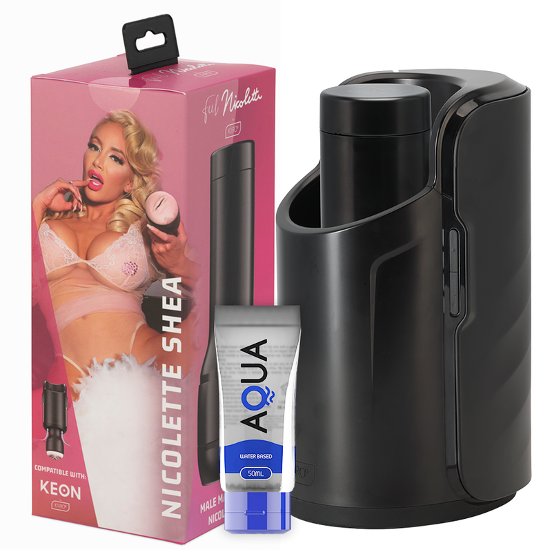 Kiiroo - keon + feel nicolette shea stroker + lubrifiant de qualité aqua 50 ml