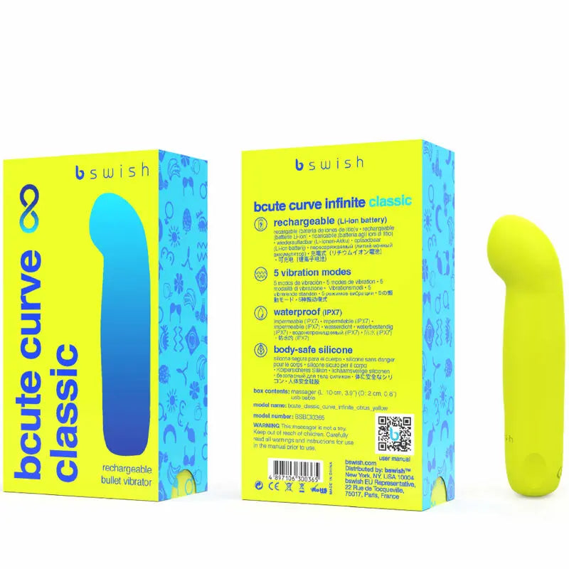 B Swish - Vibromasseur Rechargeable Incurvé Bcute Curve Classic - Jaune