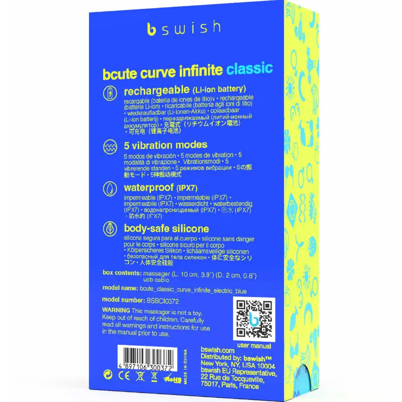 B Swish - Vibromasseur Rechargeable Incurvé Bcute Curve Classic - Bleu