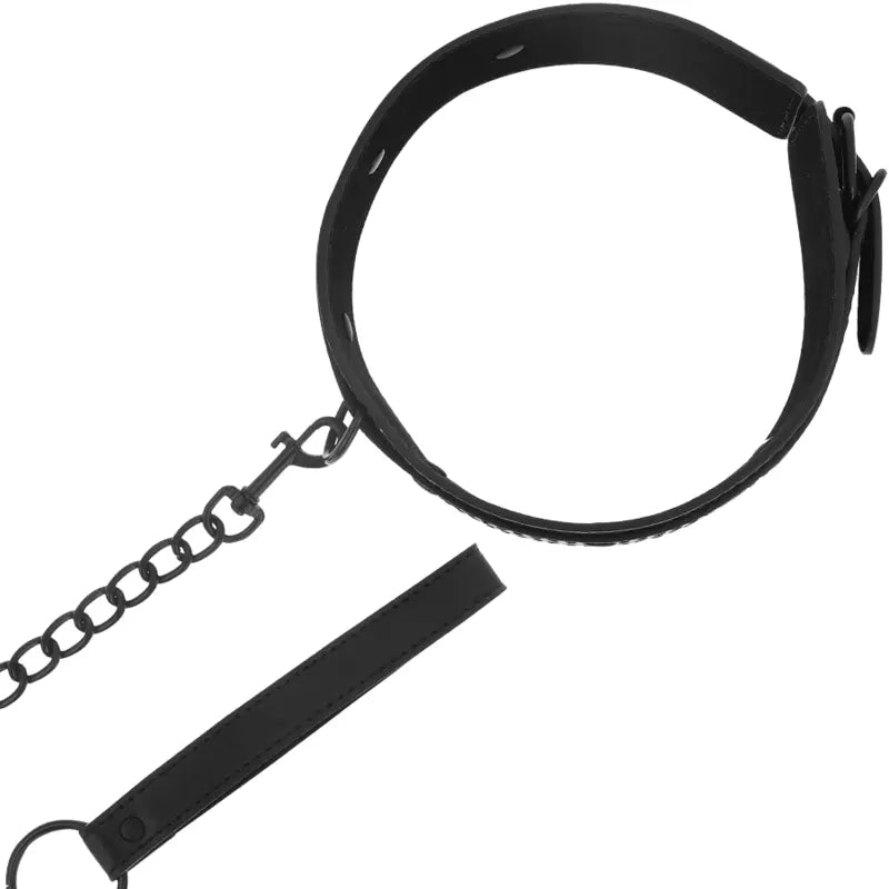 Collier BDSM Cuir Vegan Réglable Noir - Intense Fetish