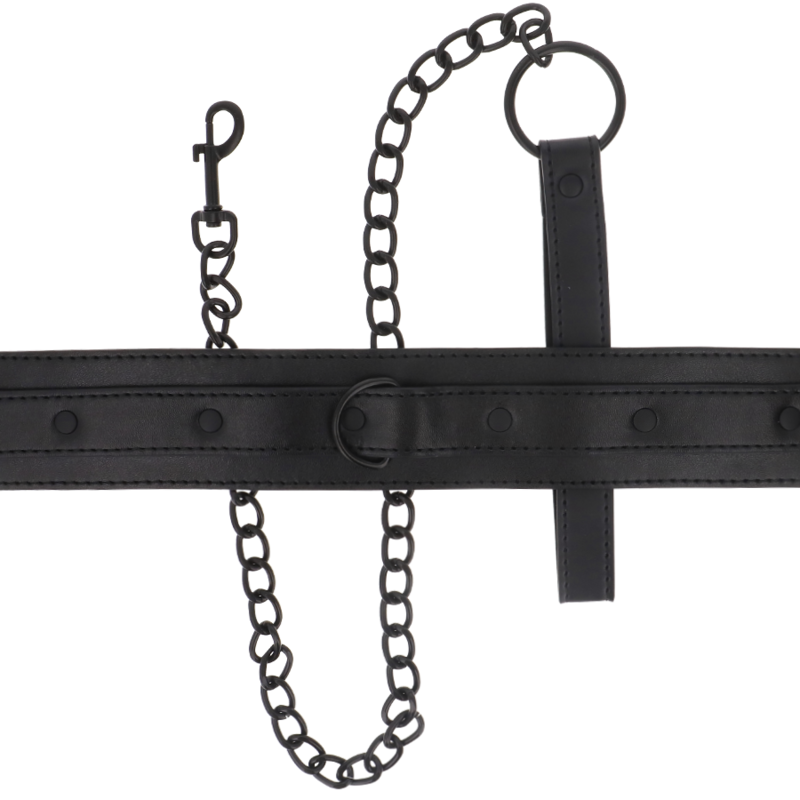 Collier BDSM Cuir Vegan Réglable Noir - Intense Fetish