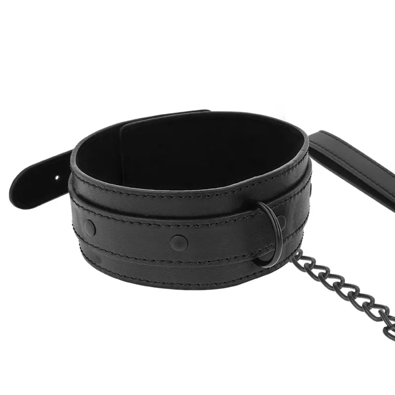 Collier BDSM Cuir Vegan Réglable Noir - Intense Fetish