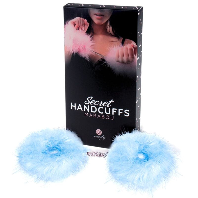 Secret Play - Menottes en Plumes Handcuffs Marabou - Lumière Bleu