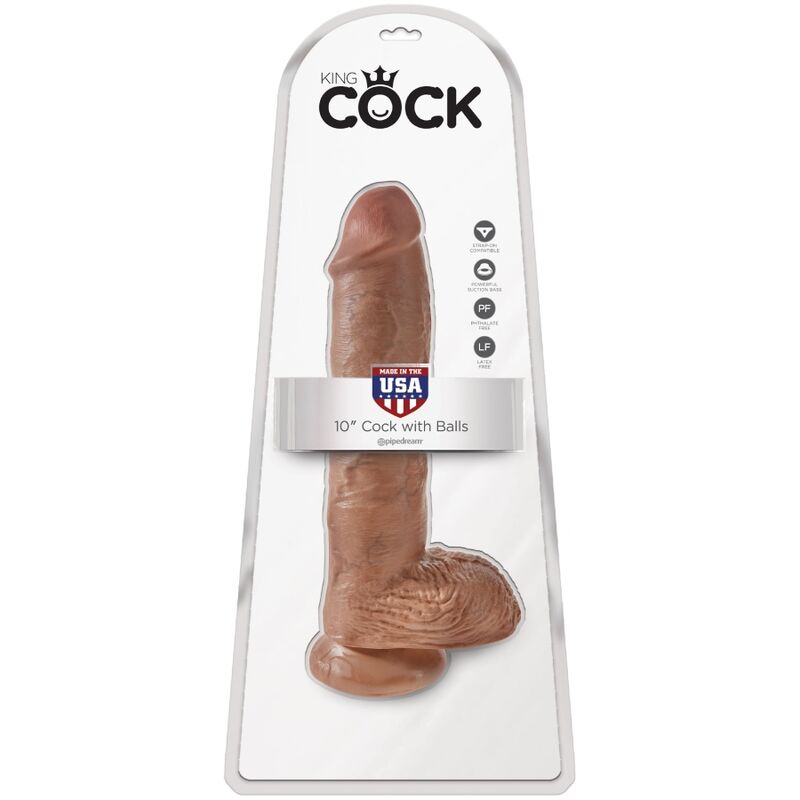 King cock - pénis réaliste avec boules 19.8 cm caramel