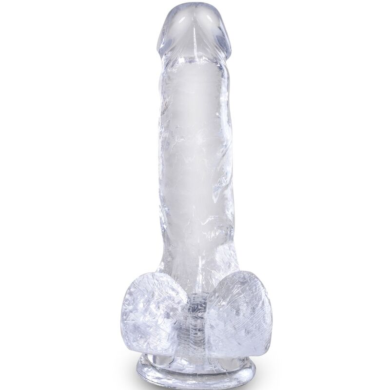 King cock - clear pénis réaliste avec boules 13.5 cm transparent