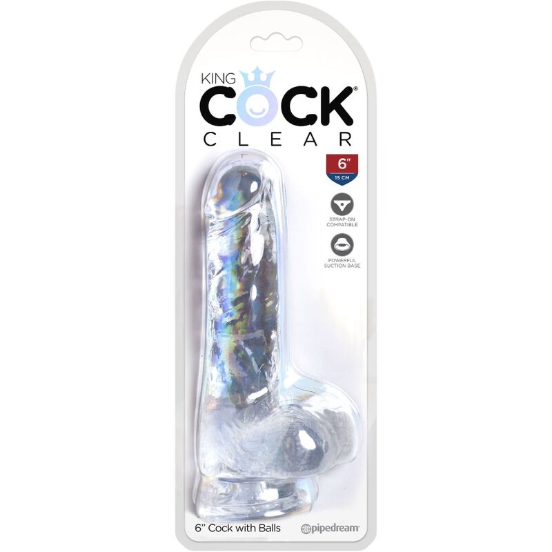 King cock - clear pénis réaliste avec boules 13.5 cm transparent
