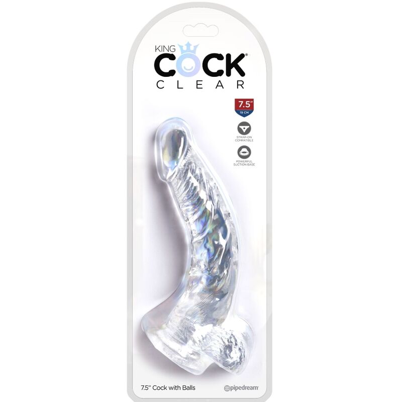 King Cock - Gode Réaliste Courbé avec Ventouse Transparent - 16,5 cm