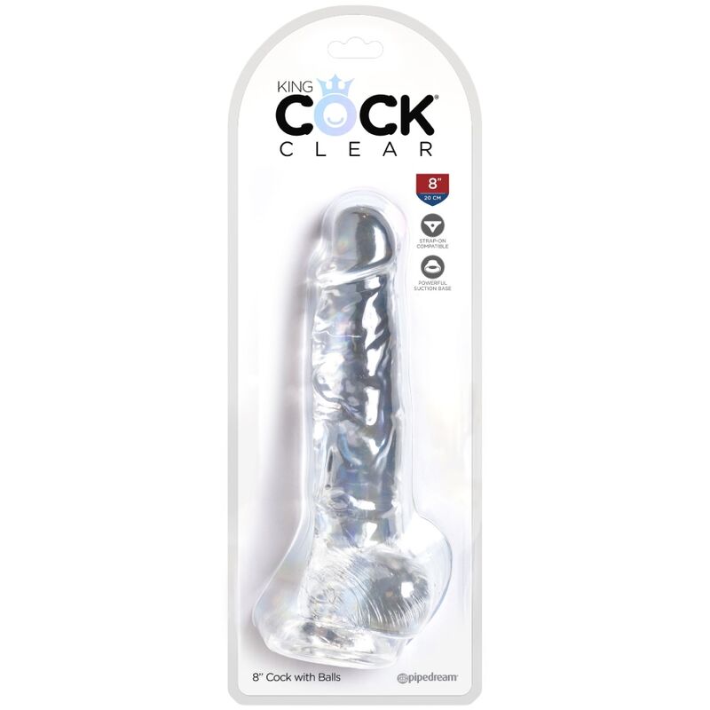 King cock - clear pénis réaliste avec boules 16.5 cm transparent