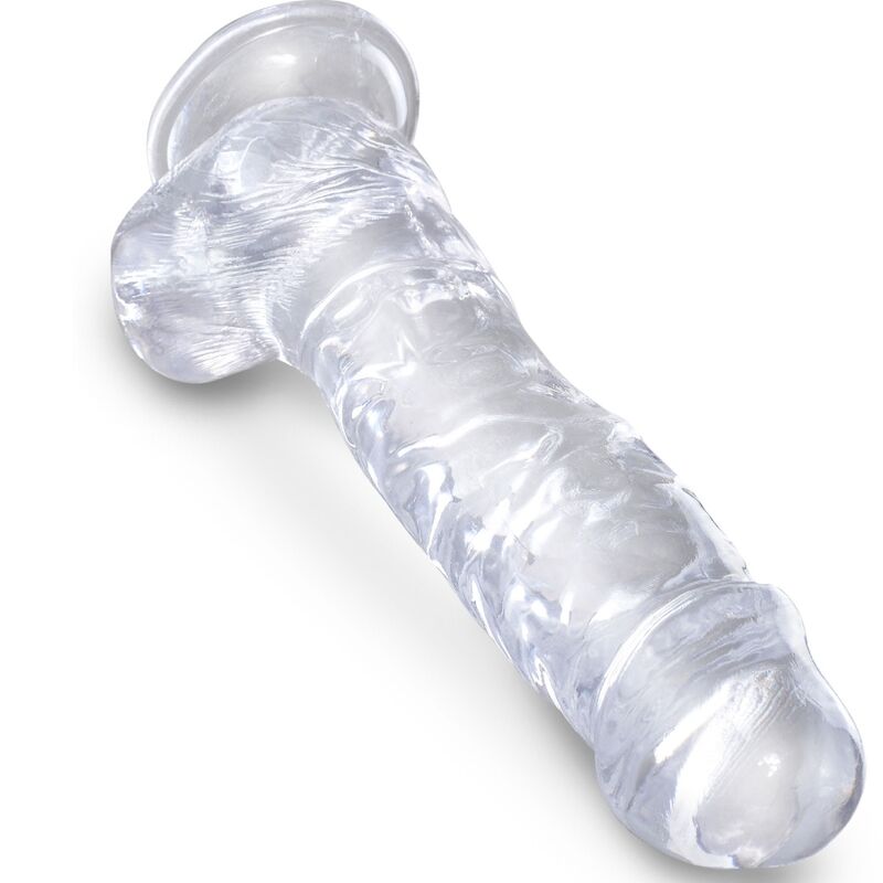 King cock - clear pénis réaliste avec boules 16.5 cm transparent