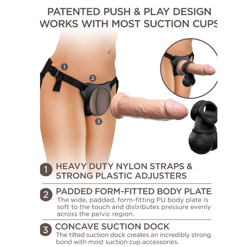 King Cock - Gode Ceinture avec Gode Ventouse + Testicules / 22 cm