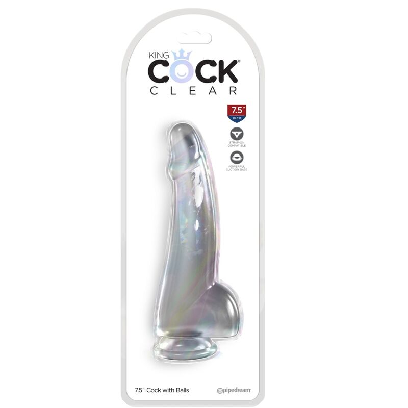 King cock - clear gode avec testicules 15.2 cm transparent