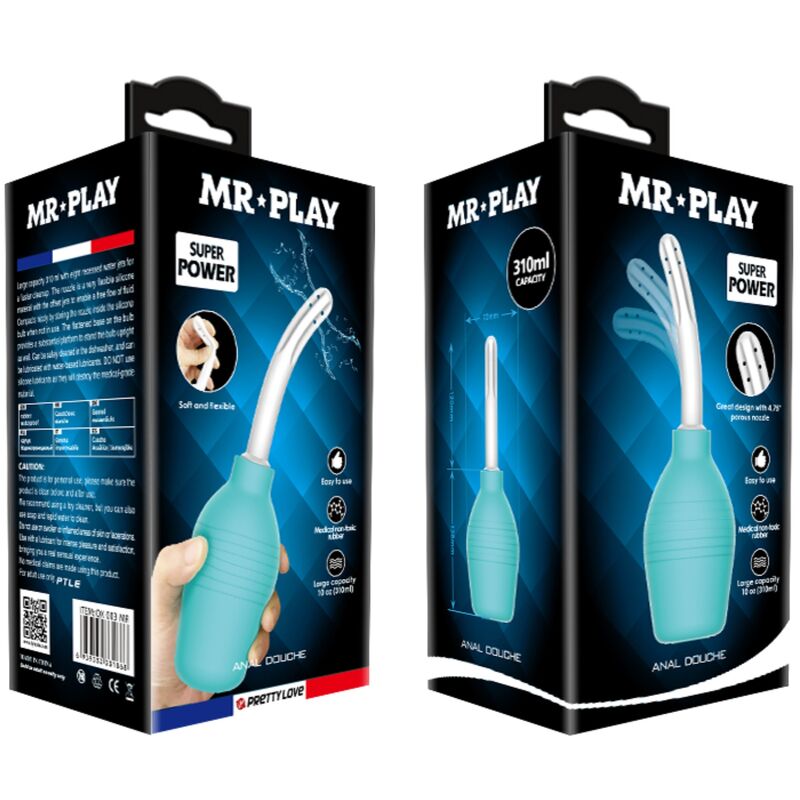 Mr Play Douche Anale en caoutchouc Bleu