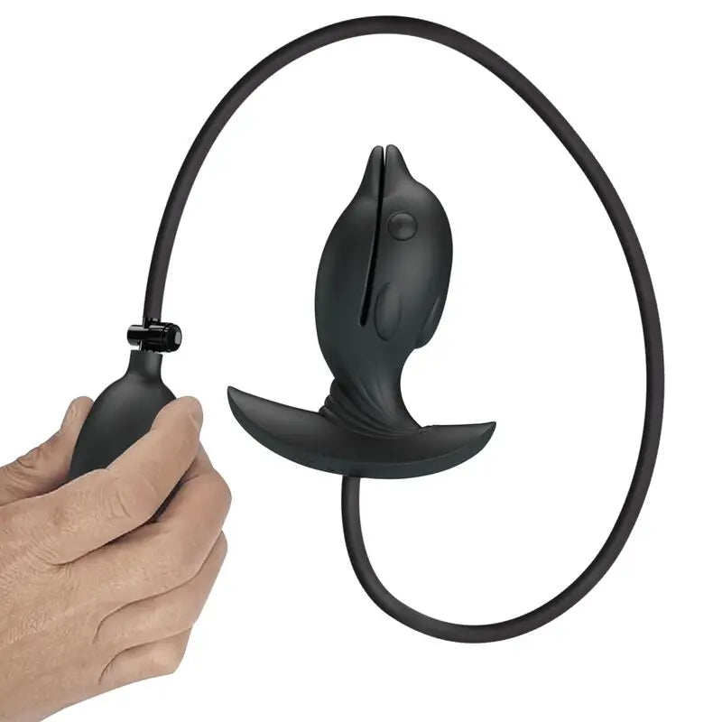 Plug Anal Gonflable en forme de Dauphin Noir - Pretty Love
