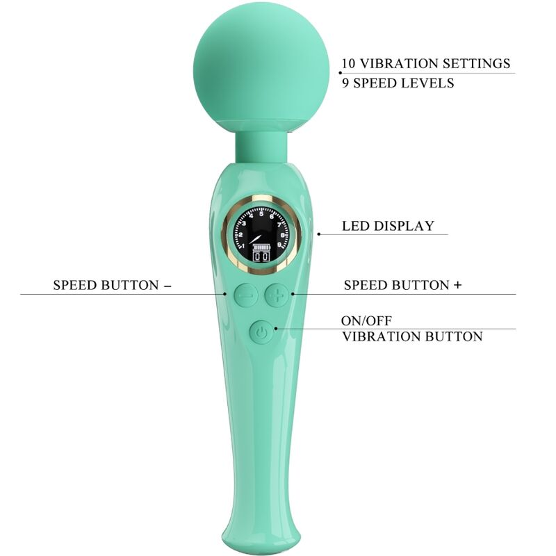 Pretty Love - Stimulateur wand Skyler 10 modes de vibration - Vert