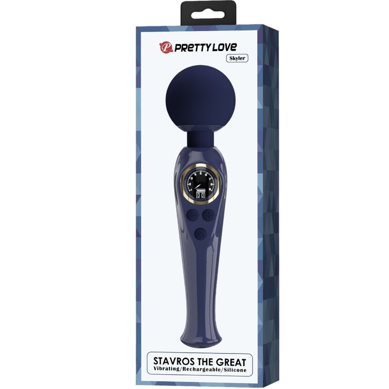 Pretty Love - Stimulateur wand Skyler 10 modes de vibration - Bleu
