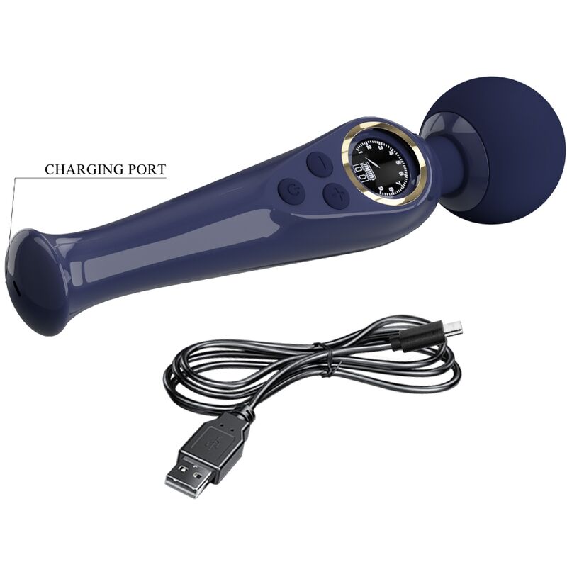 Pretty Love - Stimulateur wand Skyler 10 modes de vibration - Bleu