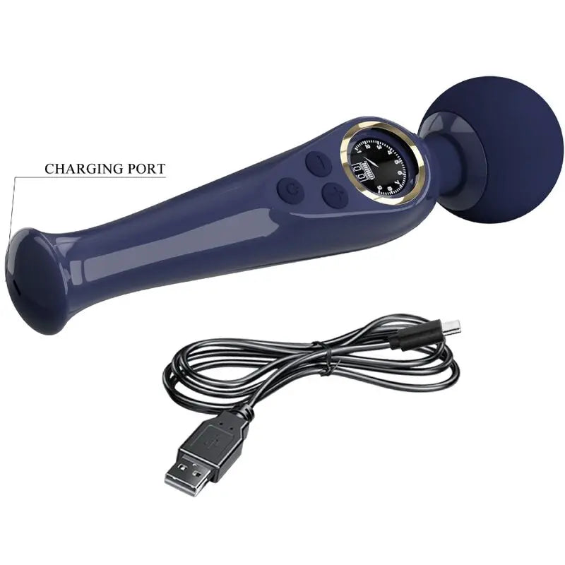 Stimulateur Wand Skyler 10 Modes de Vibration Bleu - Pretty Love - PRETTY LOVE LED