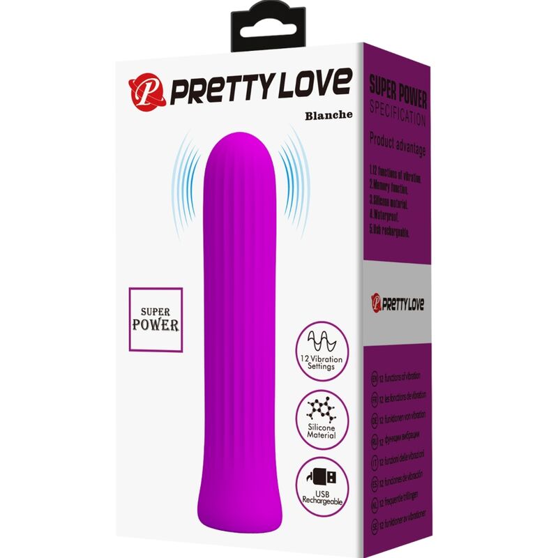 Pretty Love Mini Vibromasseur Blanche avec 12 Modes de Vibrations en Silicone Rose