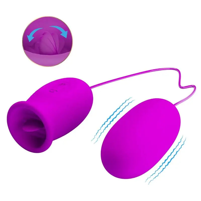 Pretty Love – Oeuf vibrant de poche avec stimulateur effet léchage – Rose