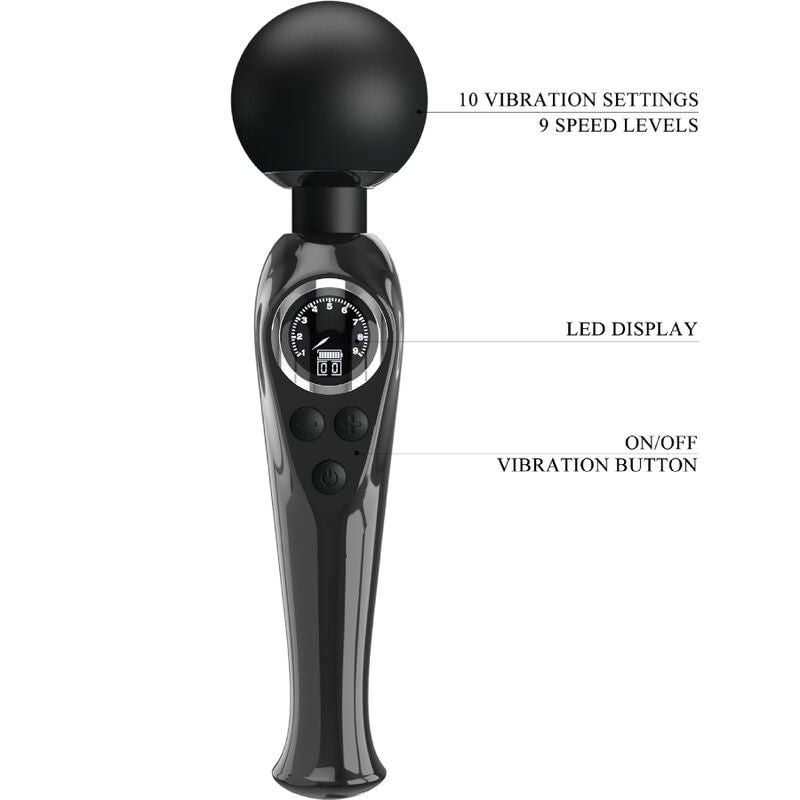 Pretty Love - Stimulateur wand Skyler 10 modes de vibration - Noir