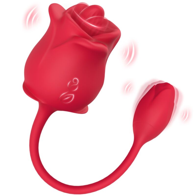Stimulateur Clitoridien Rose 2 en 1 Aspiration Rouge - Armony