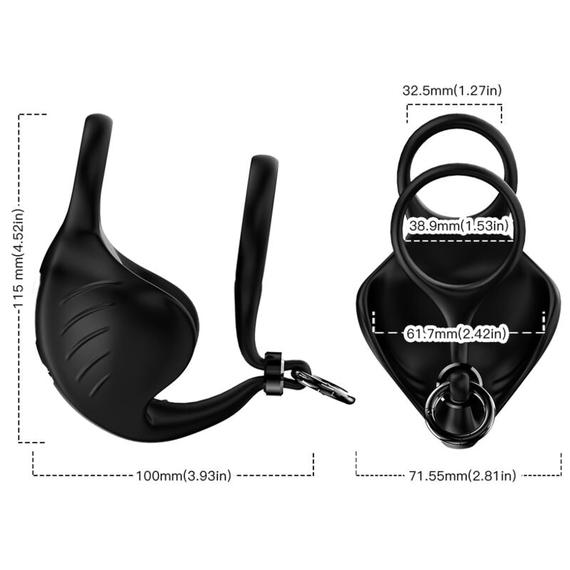 Anneau Pénien Vibrant Manta Scrotum Noir - Armony - Armony