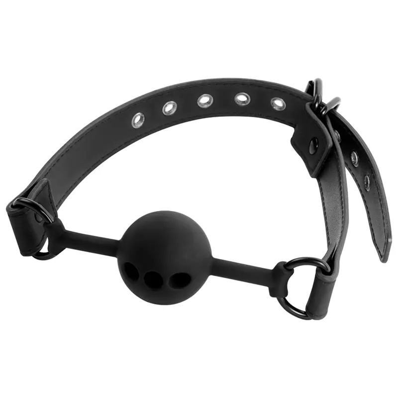 Bâillon Boule Silicone Respirant Noir - Fetish Submissive - FETISH SUBMISSIVE BONDAGE