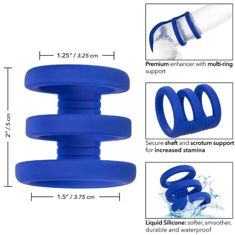 Anneau Pénien Admiral Triple Cage Bleu - CalExotics
