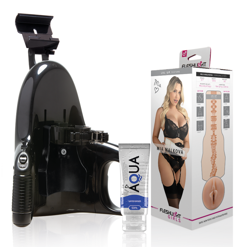Fleshlight - mia malkova vagina lvl up + lancement universel + lubrifiant de qualité aqua 50 ml