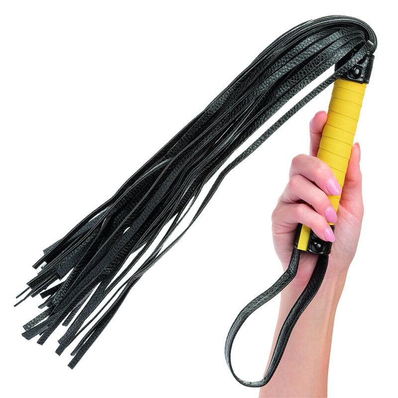 Martinet Cuir Végan Boundless Noir Poignée Jaune - CalExotics