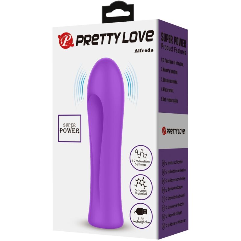 Pretty Love Mini Vibromasseur Alfreda avec 12 Modes de Vibrations en Silicone Violet