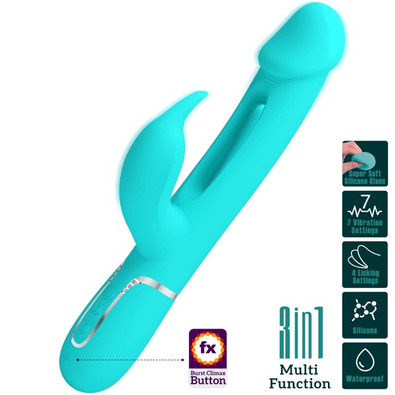 Pretty Love – Stimulateur Rabbit Multifonction 3 en 1 Dejon Bleu