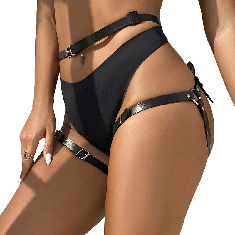 Subblime - harnais de taille et de jambes en cuir noir taille unique