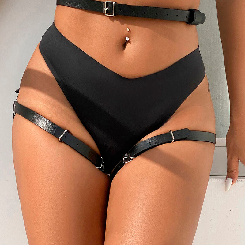 Subblime - harnais de taille et de jambes en cuir noir taille unique