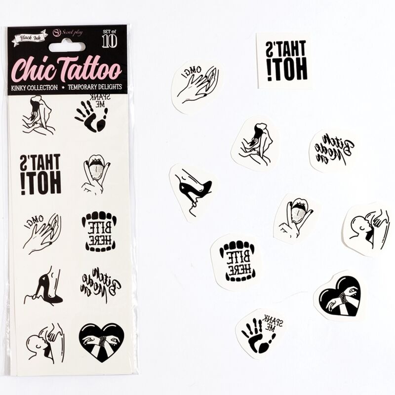 Secret Play - 10 Tatouages Temporaires Kinky Collection