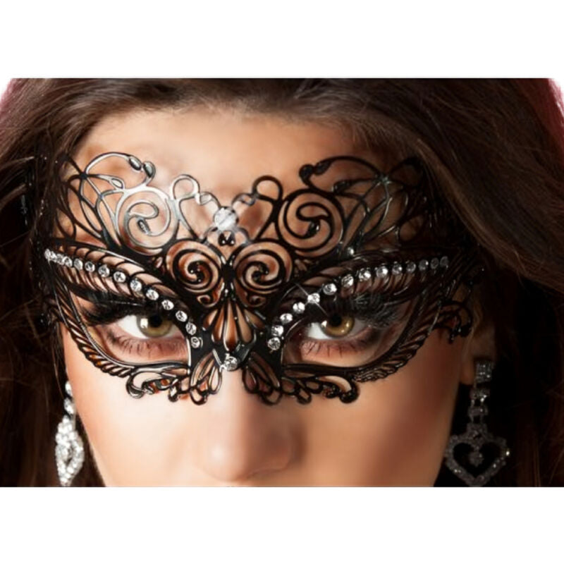 Chilirose - Masque Noir en Laiton - Embellissement Cristaux Brillants