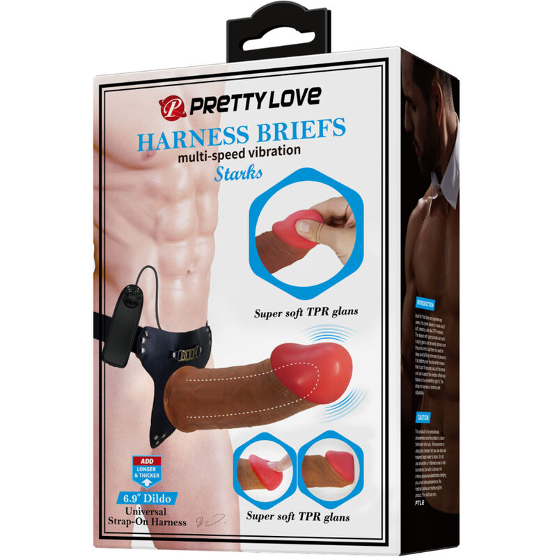 Pretty Love - Gode Ceinture Creux et Vibrant Marron / 17,5 cm