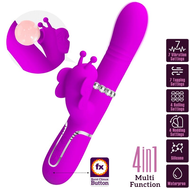 Pretty Love – Stimulateur Rabbit Papillon Multifonction 4 en 1 Fuchsia