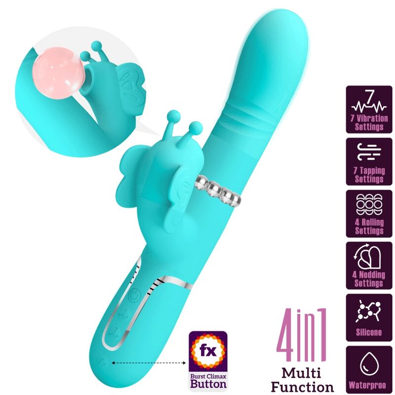 Pretty Love – Stimulateur Rabbit Papillon Multifonction 4 en 1 Vert