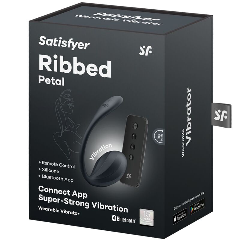 Satisfyer - ribbed petal télécommande de stimulateur de point g noir application gratuite