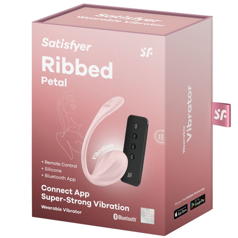 Satisfyer - Œuf Vibrant Connecté et Télécommandé Ribbed Petal - Rose