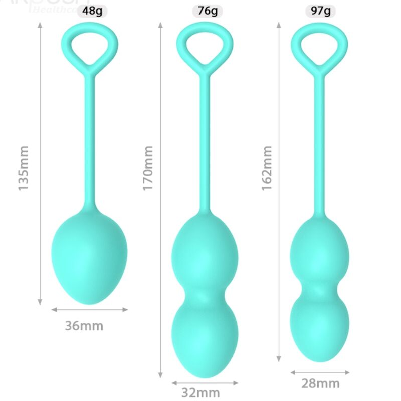 Armony – Kit de 3 Boules de Geisha Vertes en Silicone Rééducation du périnée