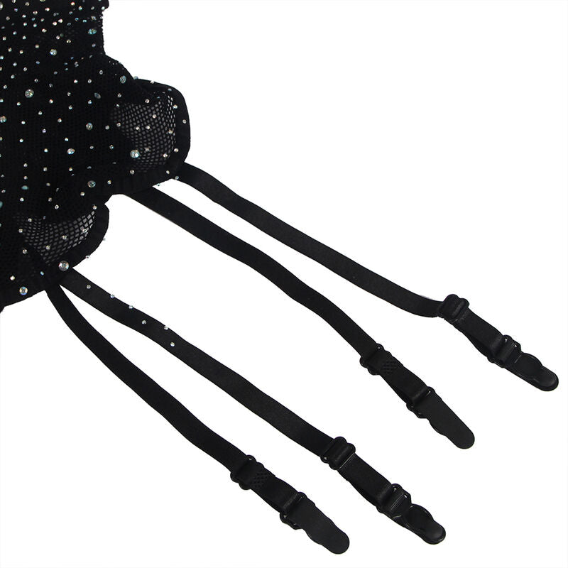 Subblime - 952174 bodystocking resille avec gants et diamants noir taille unique