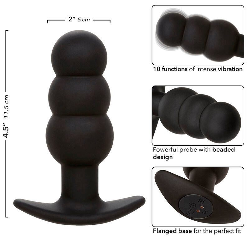 Plug Anal Vibrant Rock Bottom Perlé Noir - CalExotics