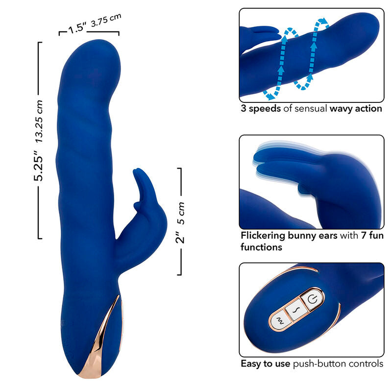 Calexotics – Vibromasseur Rabbit Wave 7 Modes Vibration Étanche Bleu