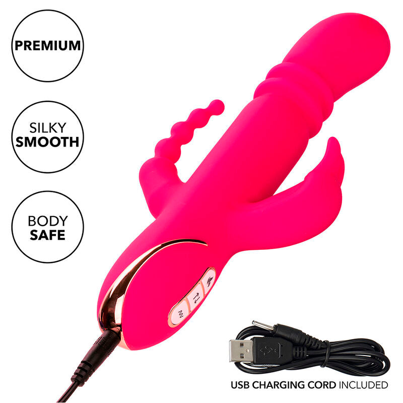 Calexotics – Vibromasseur Rabbit Jack Fantasy Triple Étanche & Chauffant Rose