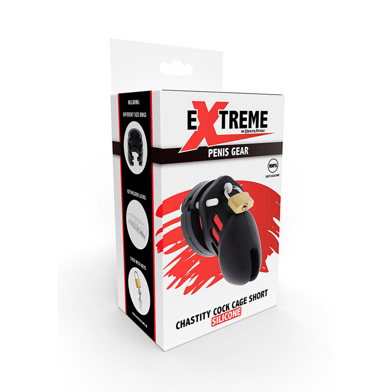 Hidden Desire Cage de chasteté pour homme en silicone noire Taille S