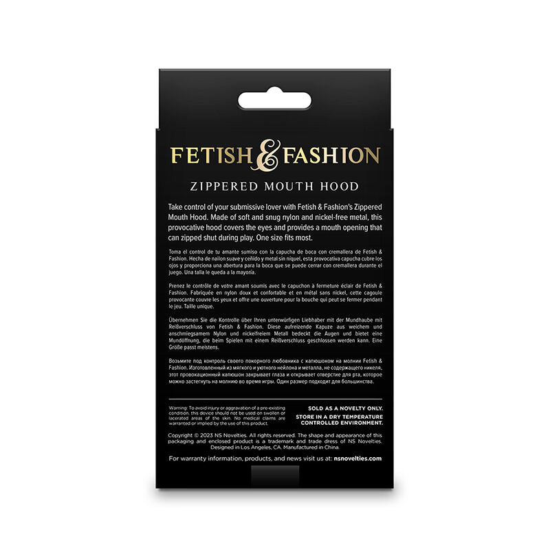 Ns novelties - fetish & fashion cagoule fermée à fermeture éclair nylon noir